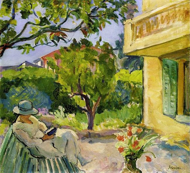 Lebasque, Henri Madame Lebasque Reading in the Garden Spain oil painting art